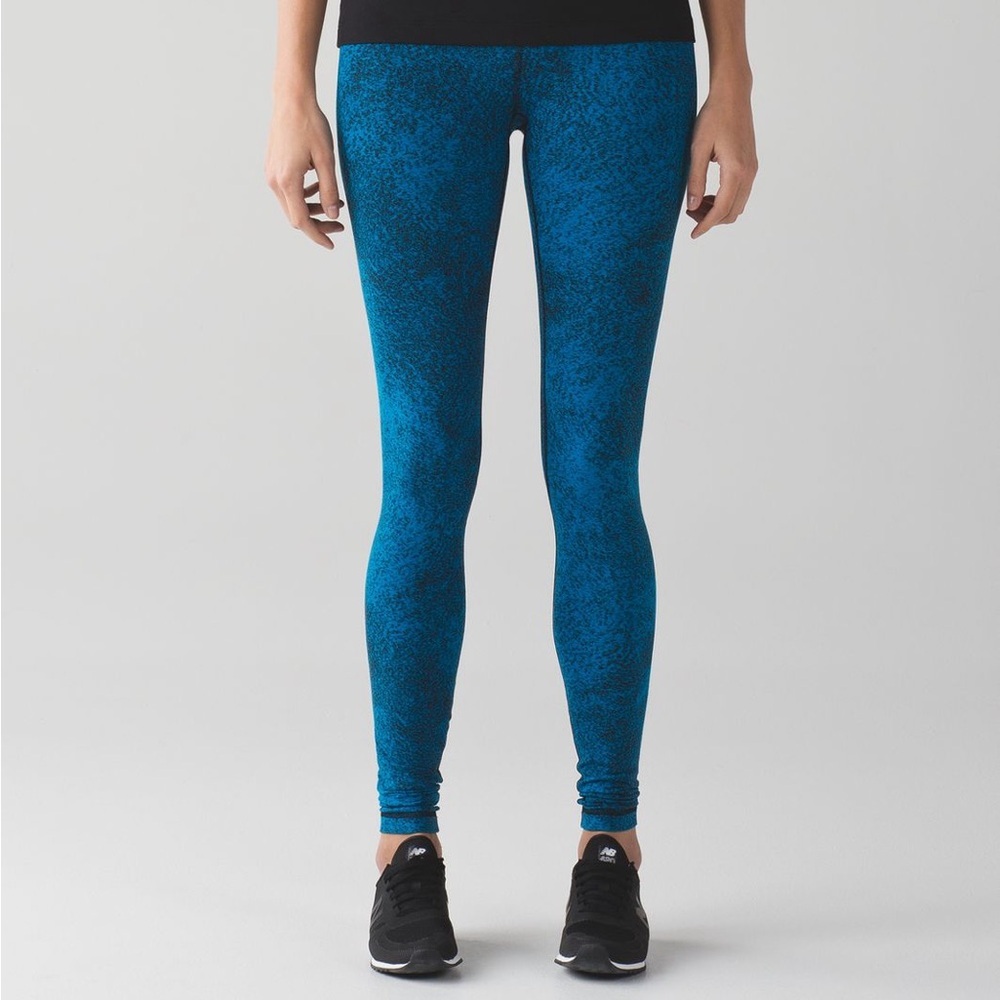 2/$50 Lululemon Wunder Under Pant III Size 12 Luon Spray Jacquard Shocking Blue